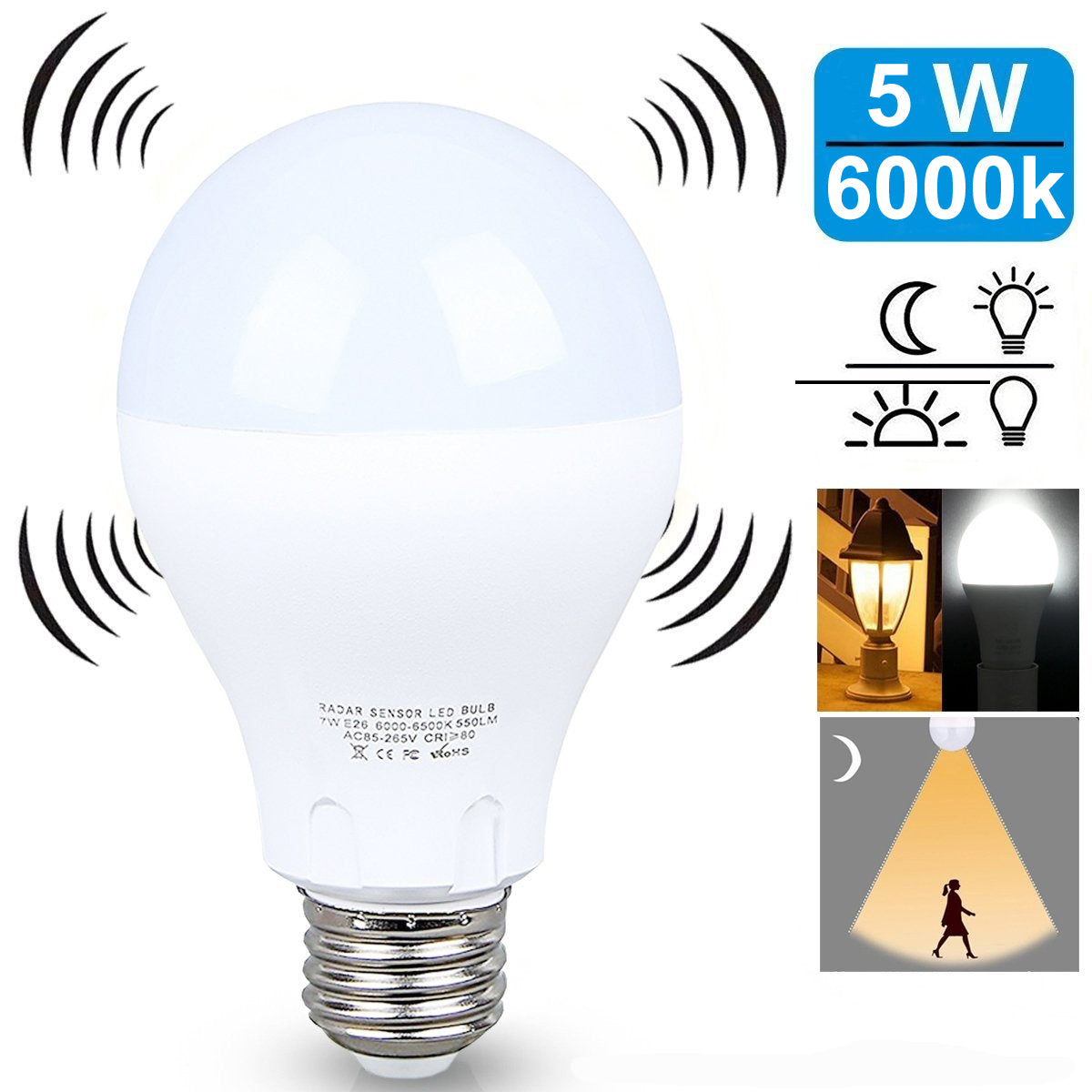 MOTION SENSOR LED LIGHT 180 Deg 5w/50 Watts